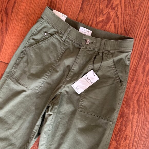 NWT Curve Appeal Utilitarian Army Green Cargo Straight Leg Pants Size 2 NEW - Picture 3 of 12